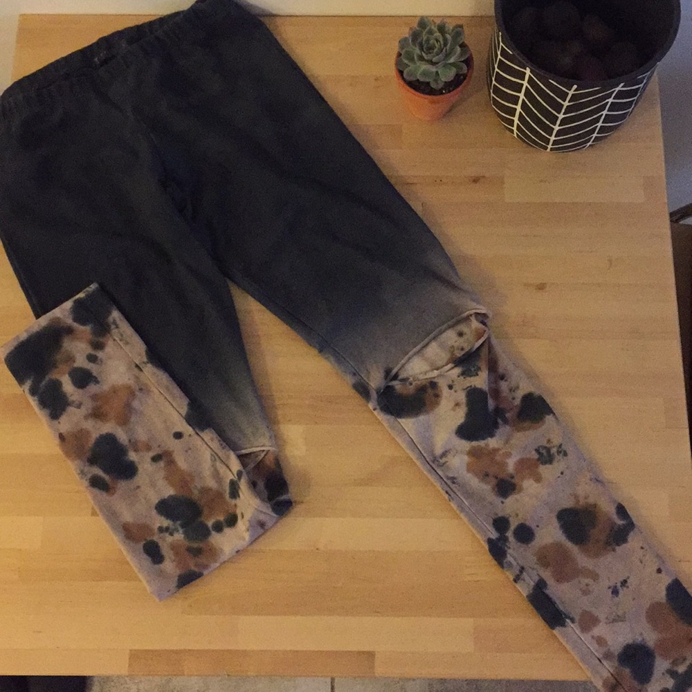 T-Party Navy Blue Tye-Dye Ripped Leggings